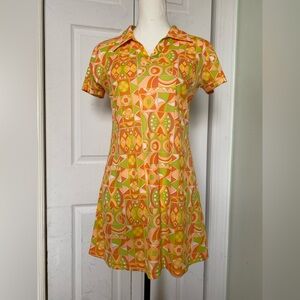 Y2K/90s does 70s Groovy Psychedelic Print Midi Dress by Twist